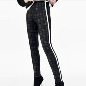 Zara Racer Stripe Plaid Ponte Legging